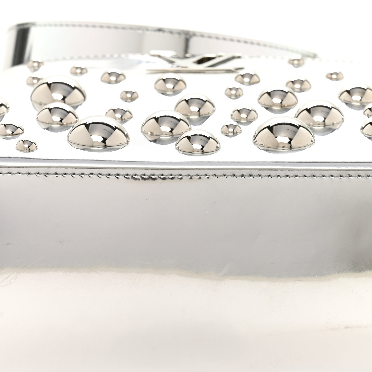 LV X YK Metallic Taurillon Brass Metal Dots Capucines BB Silver