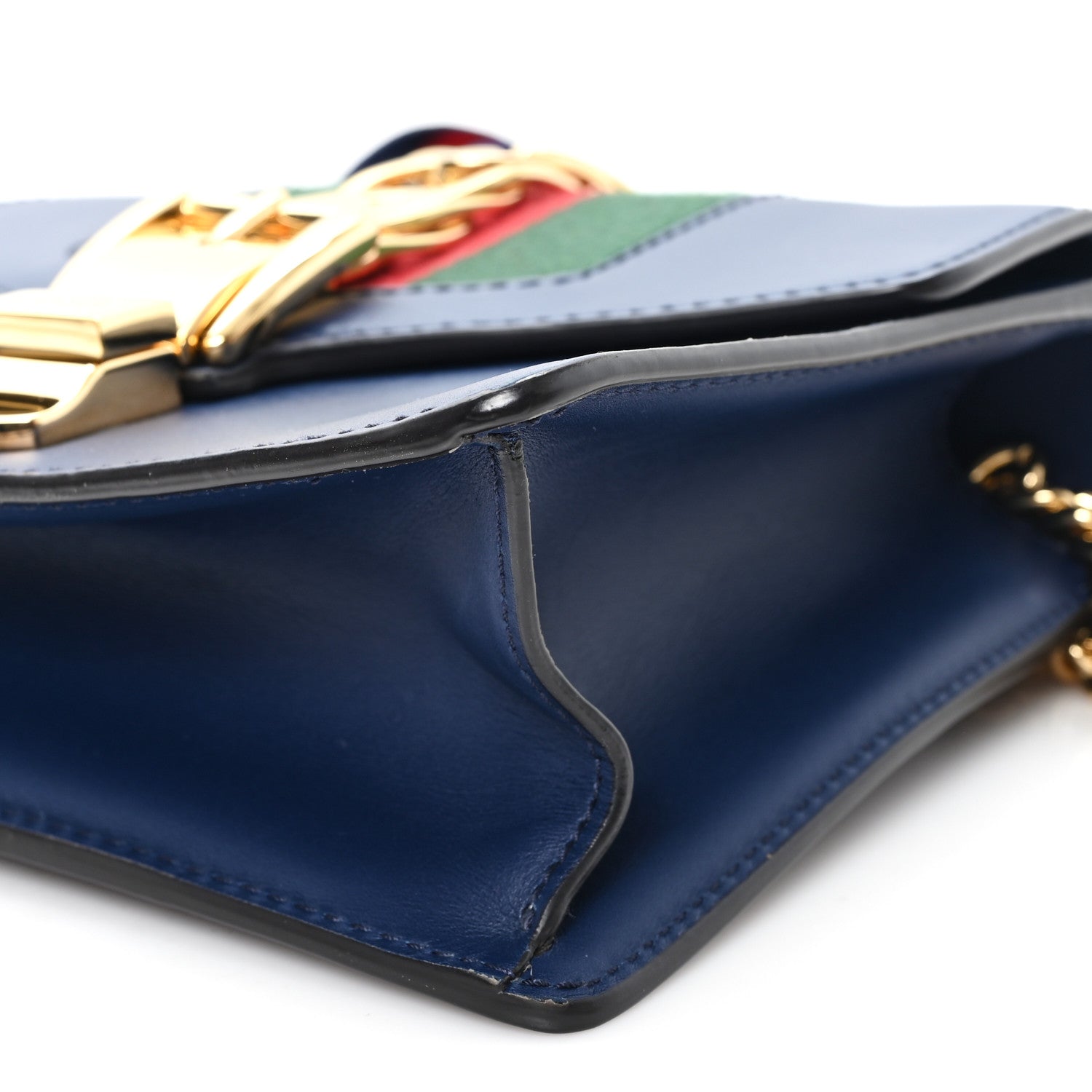 Calfskin Mini Sylvie Chain Shoulder Bag Blue Agata