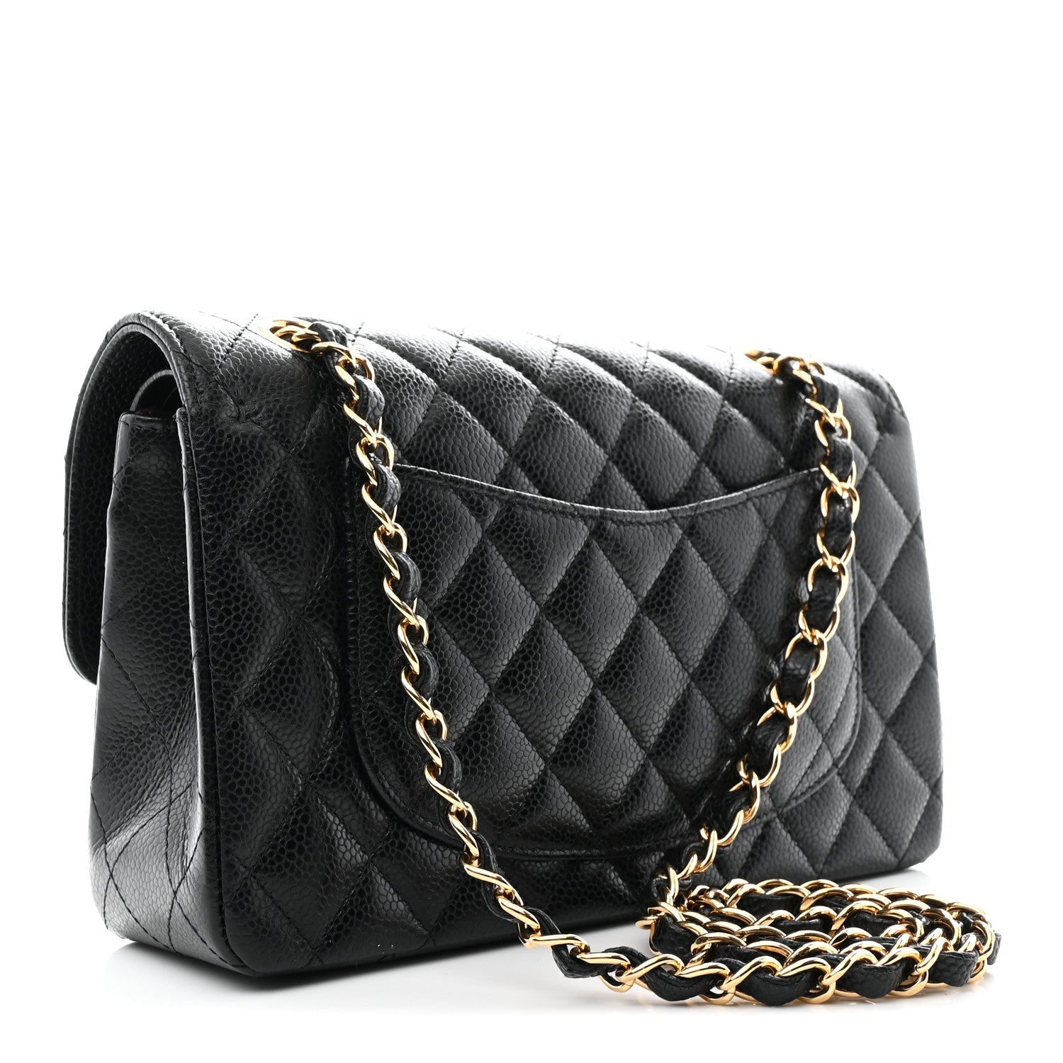 Caviar Quilted Small Double Flap Black