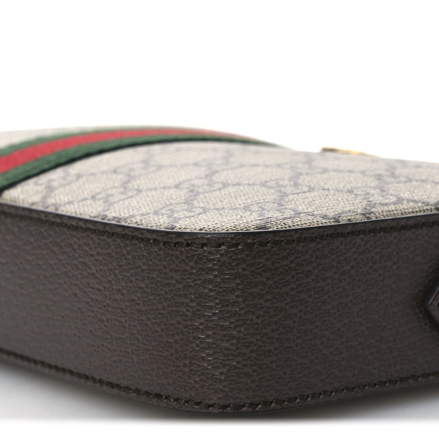 GG Supreme Monogram Textured Dollar Calfskin Web Ophidia Wristlet Shoulder Bag Beige Ebony New Acero
