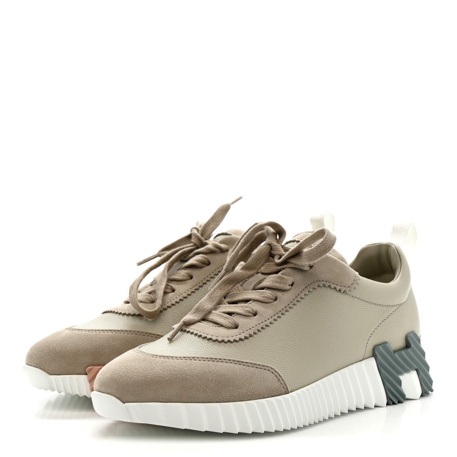 Sport Goatskin Suede Goatskin Womens Bouncing Sneakers 36.5 Beige Esquisse