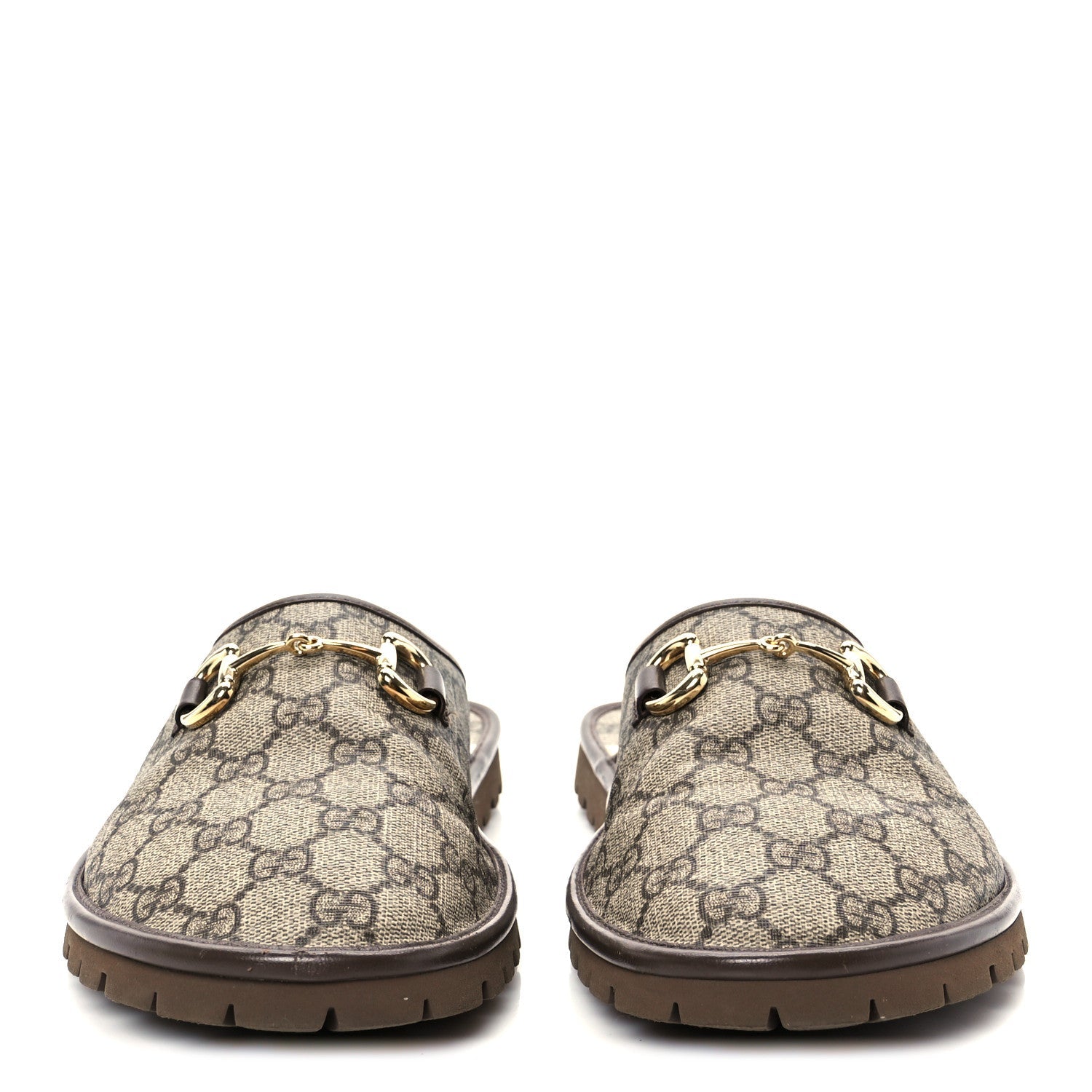 GG Supreme Monogram Miro Soft Calfskin Men's Horsebit Slippers 10 Beige Ebony New Acero