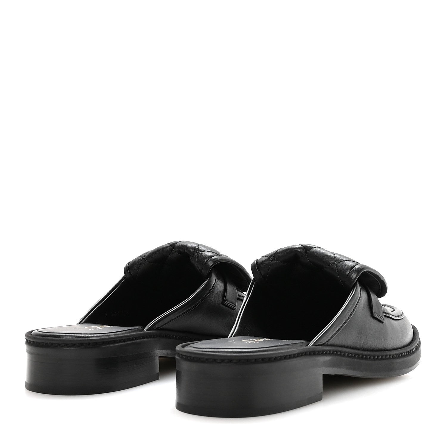 Lambskin Quilted CC Turnlock Mules 36 Black