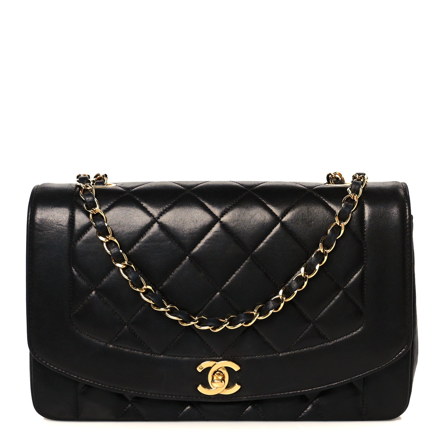 Lambskin Quilted Medium Single Flap Black