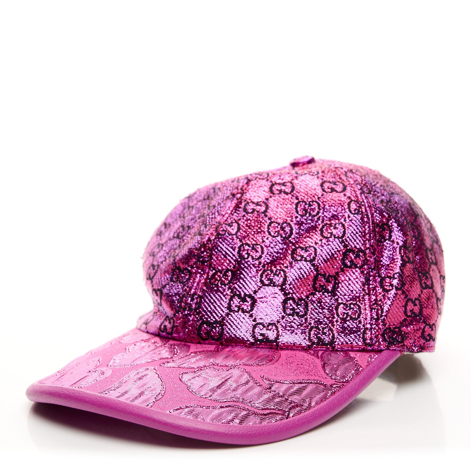 Silk Blend Jacquard Monogram Santa Barbara Baseball Hat S Fuxia Black