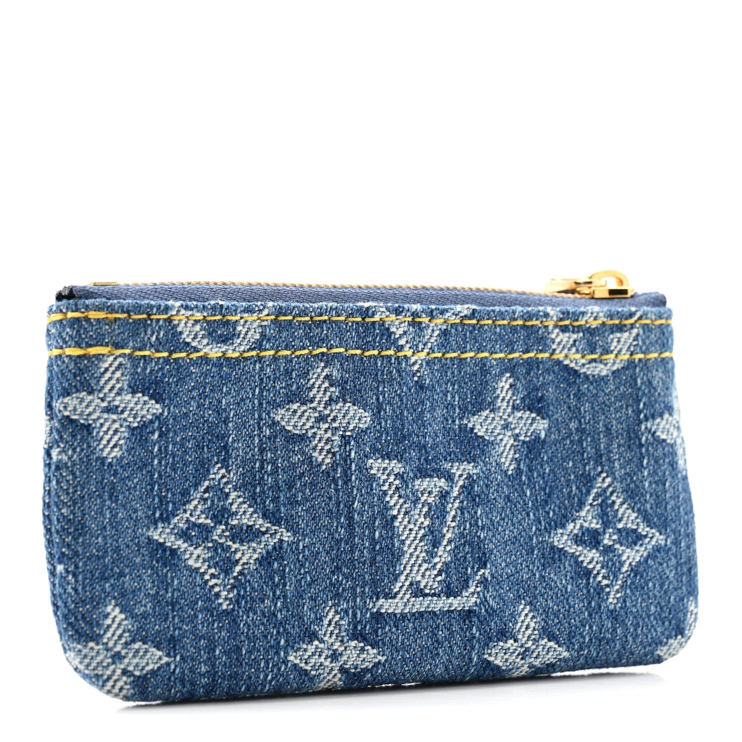 Monogram Denim Key Pouch Denim Blue