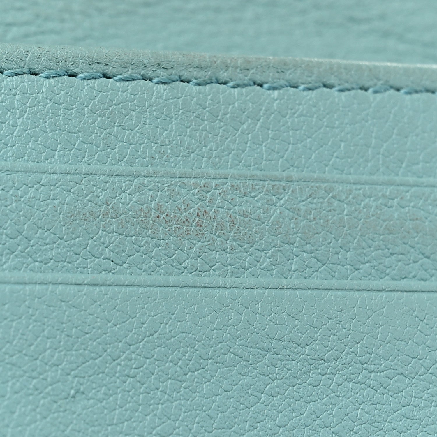 Wonka Grain Calfskin GG Monogram Embossed Card Case Wallet Dusty Azure