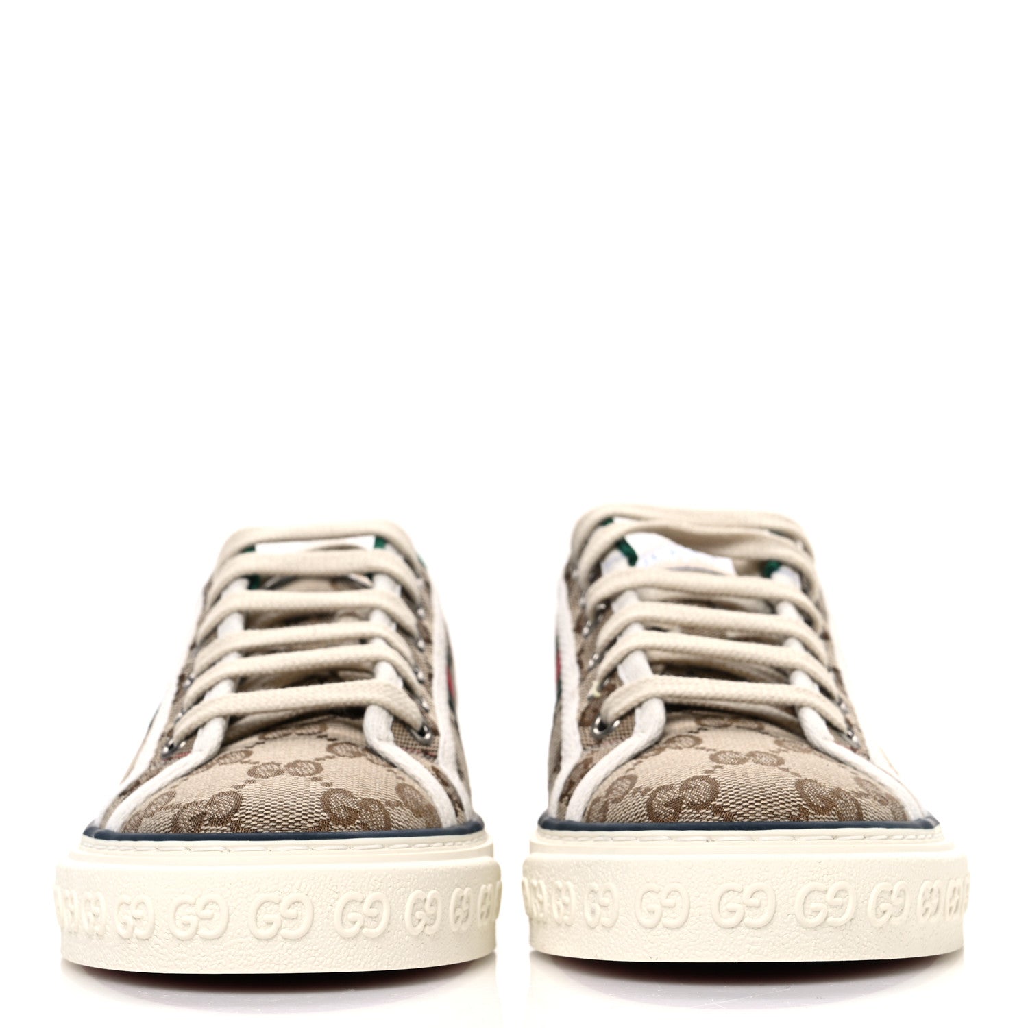 GG Monogram Web Womens 1977 Tennis Sneakers 37 Beige Ebony Mystic White