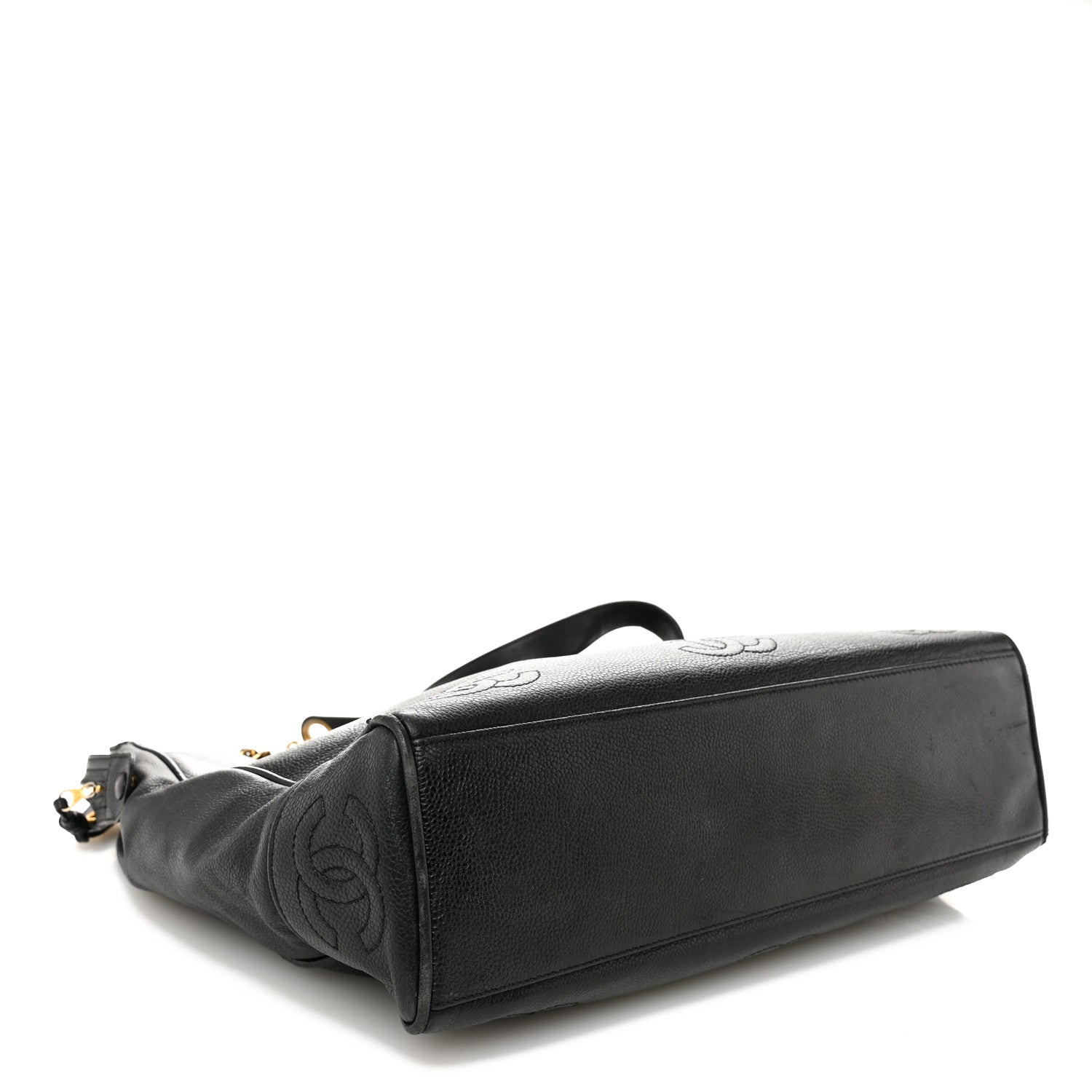 Caviar Triple CC Shoulder Bag Black