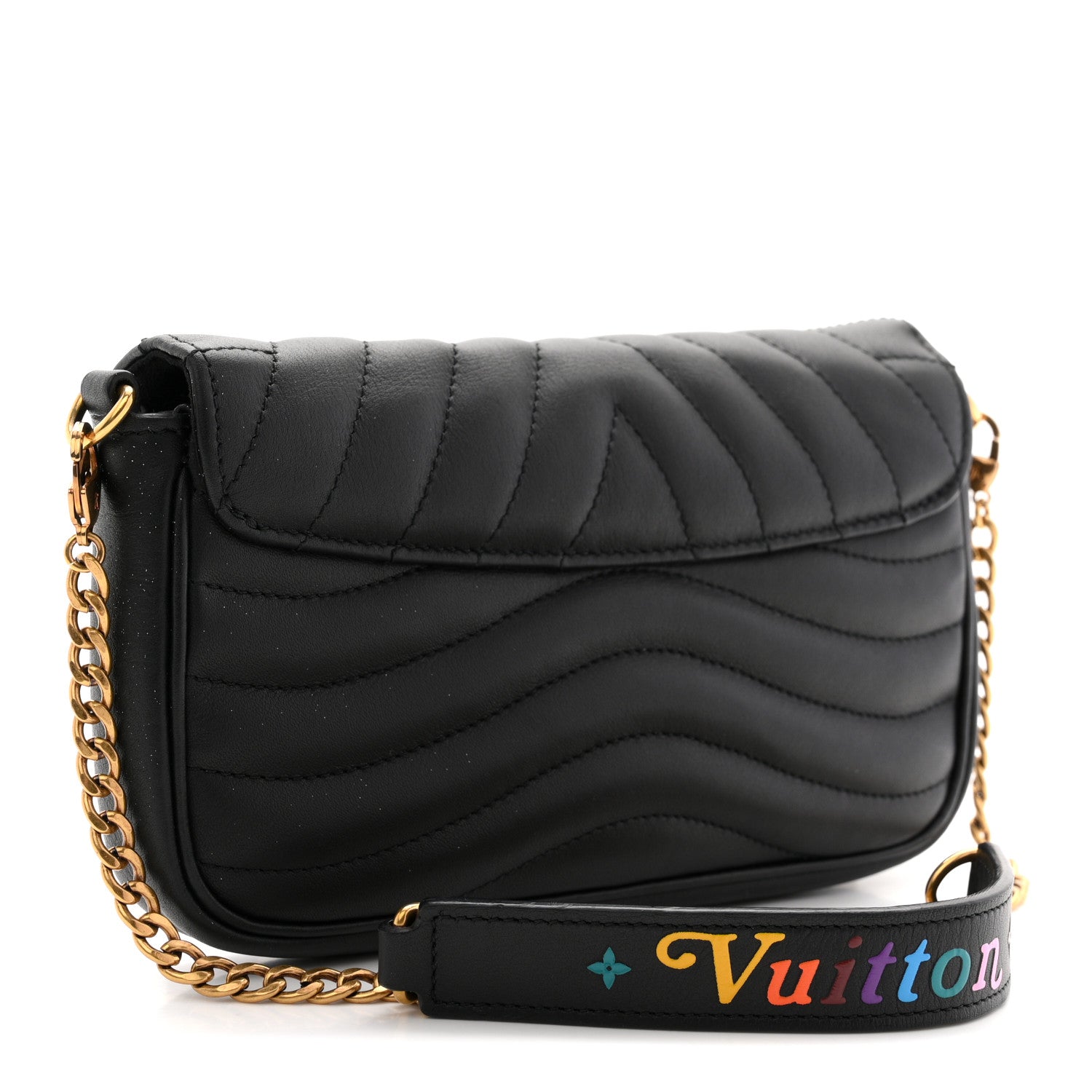 Calfskin New Wave Chain Pochette Black
