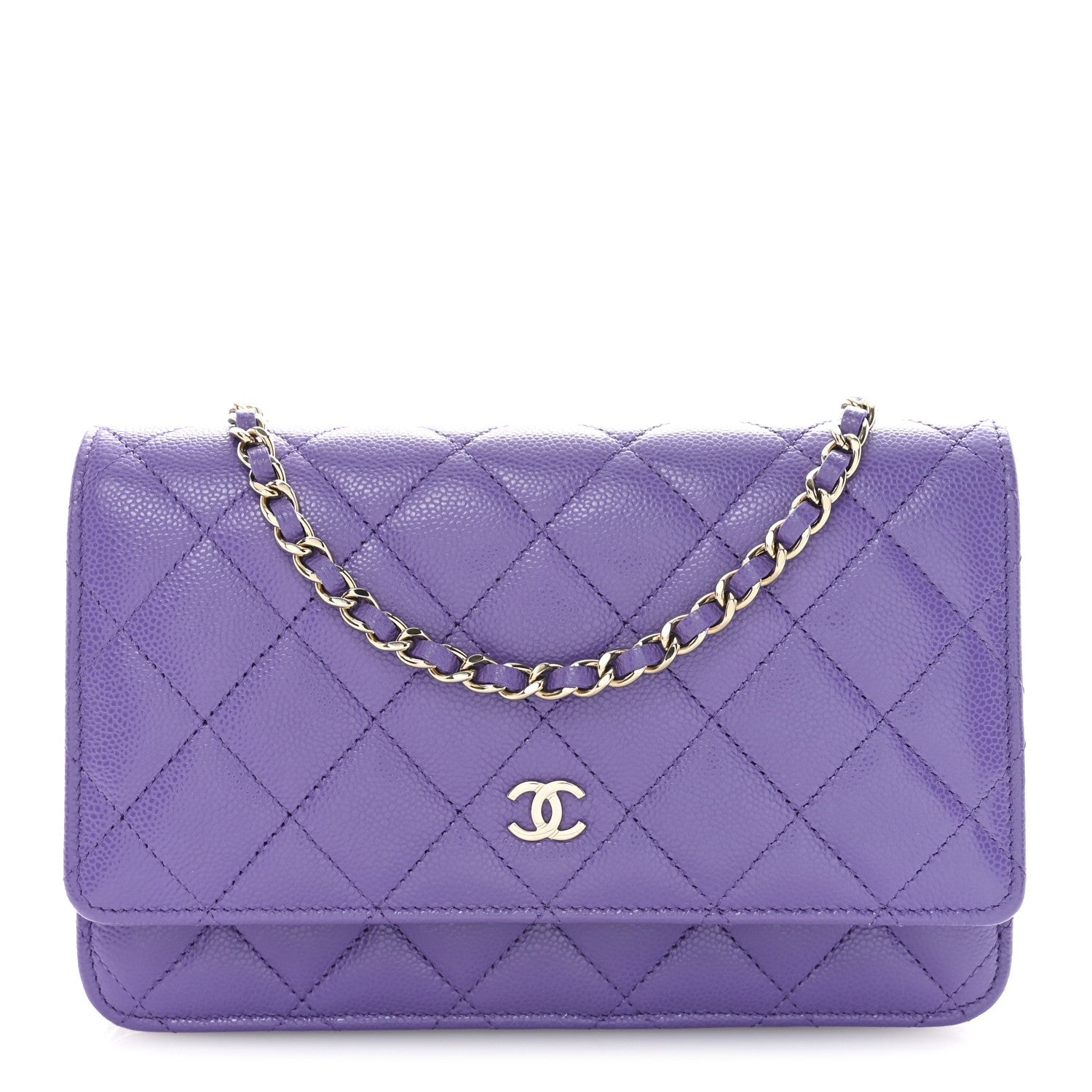 Caviar Quilted Wallet On Chain WOC Purple