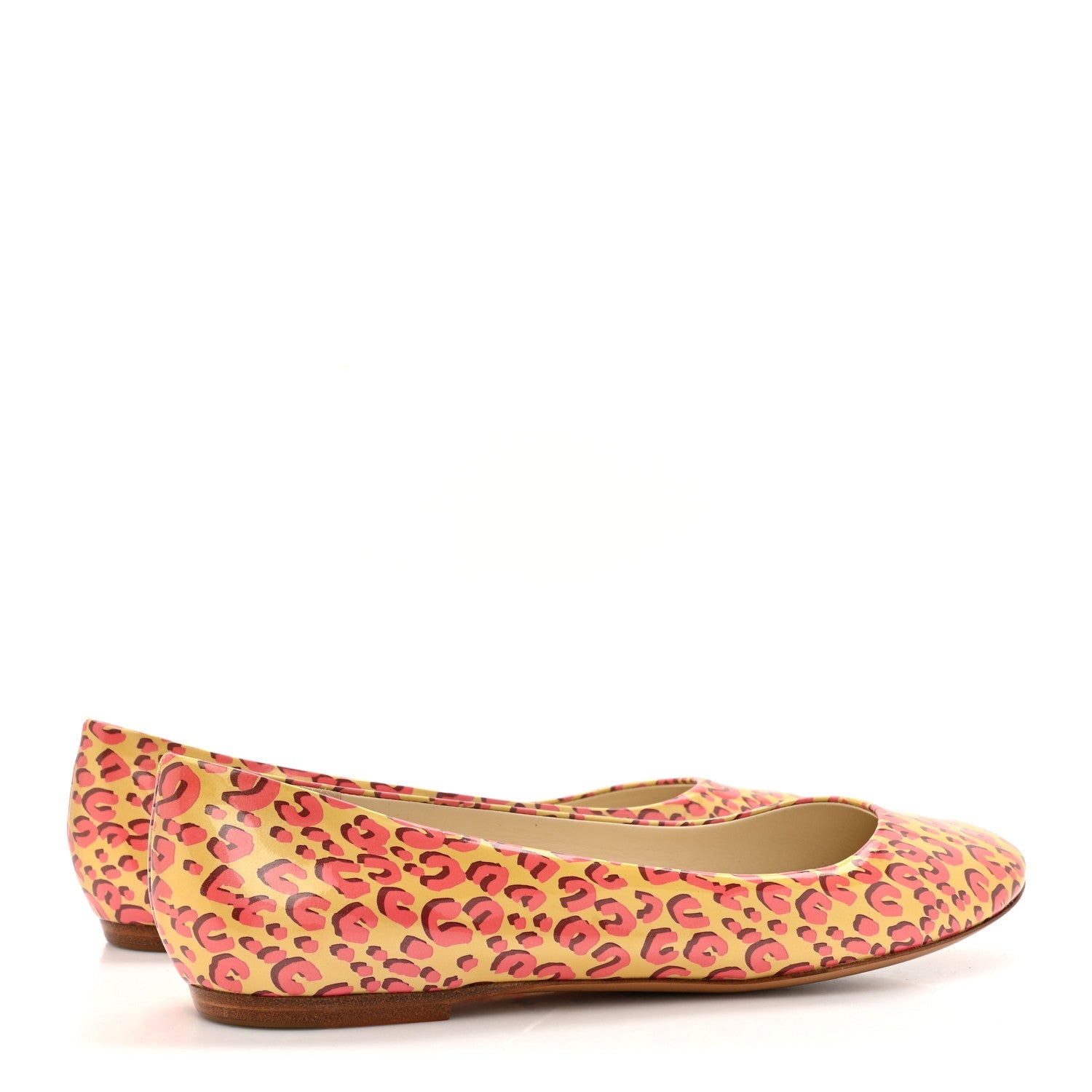 Patent Leopard Ballet Flats 39 Blanc Corail