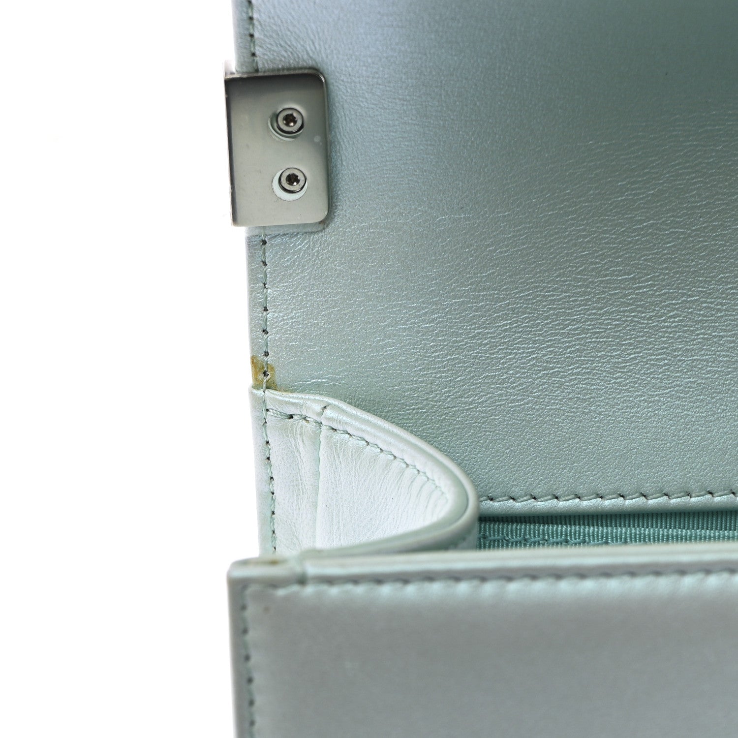 Iridescent Lambskin Chevron Quilted Medium Boy Flap Turquoise