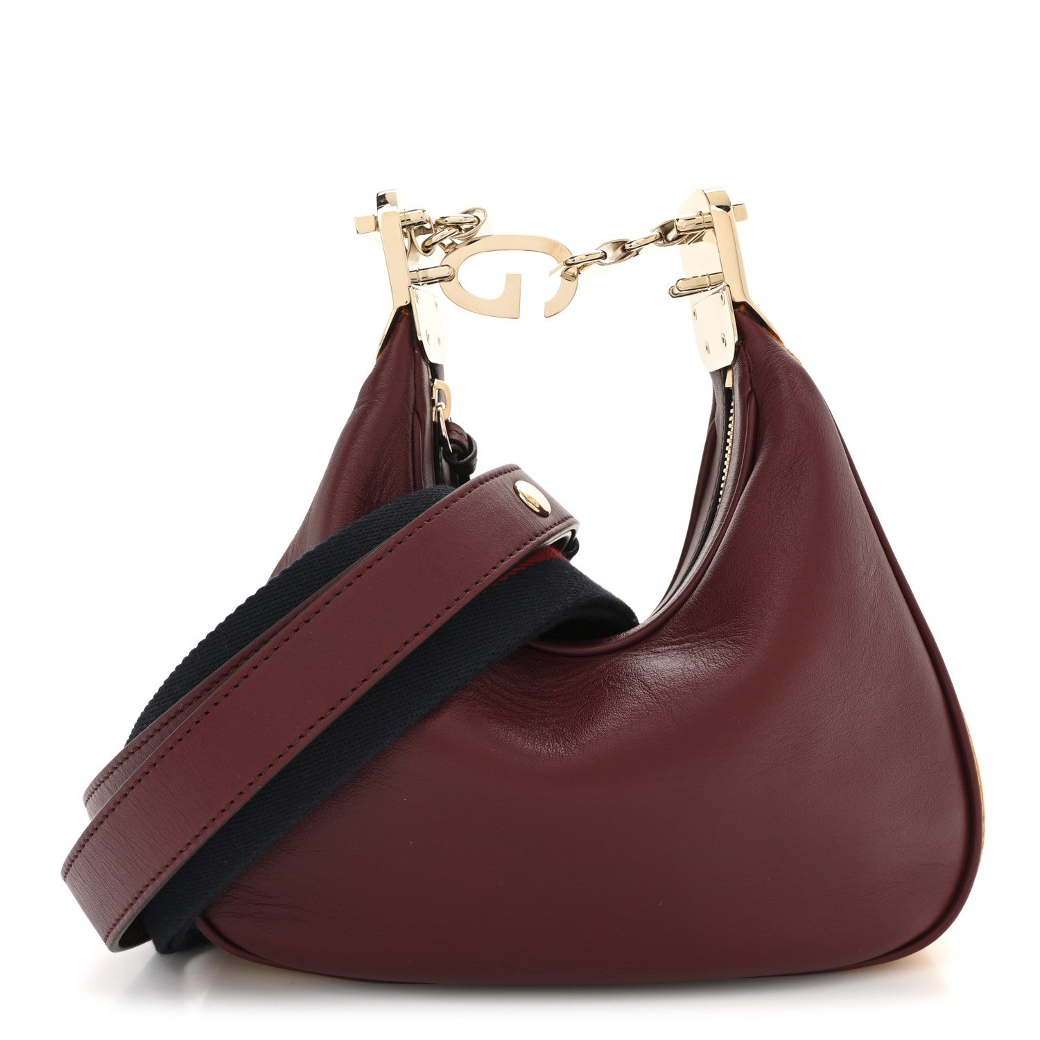 Aria Calfskin Web Small Attache Shoulder Bag Rosso Ancora