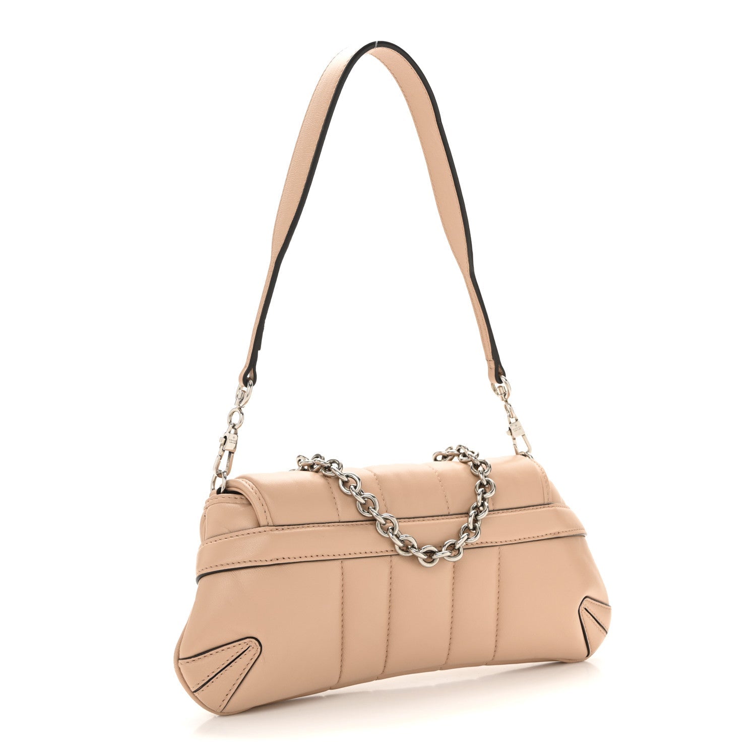 Nappa Vertical Matelasse Small Maxi Horsebit Chain Shoulder Bag Beige