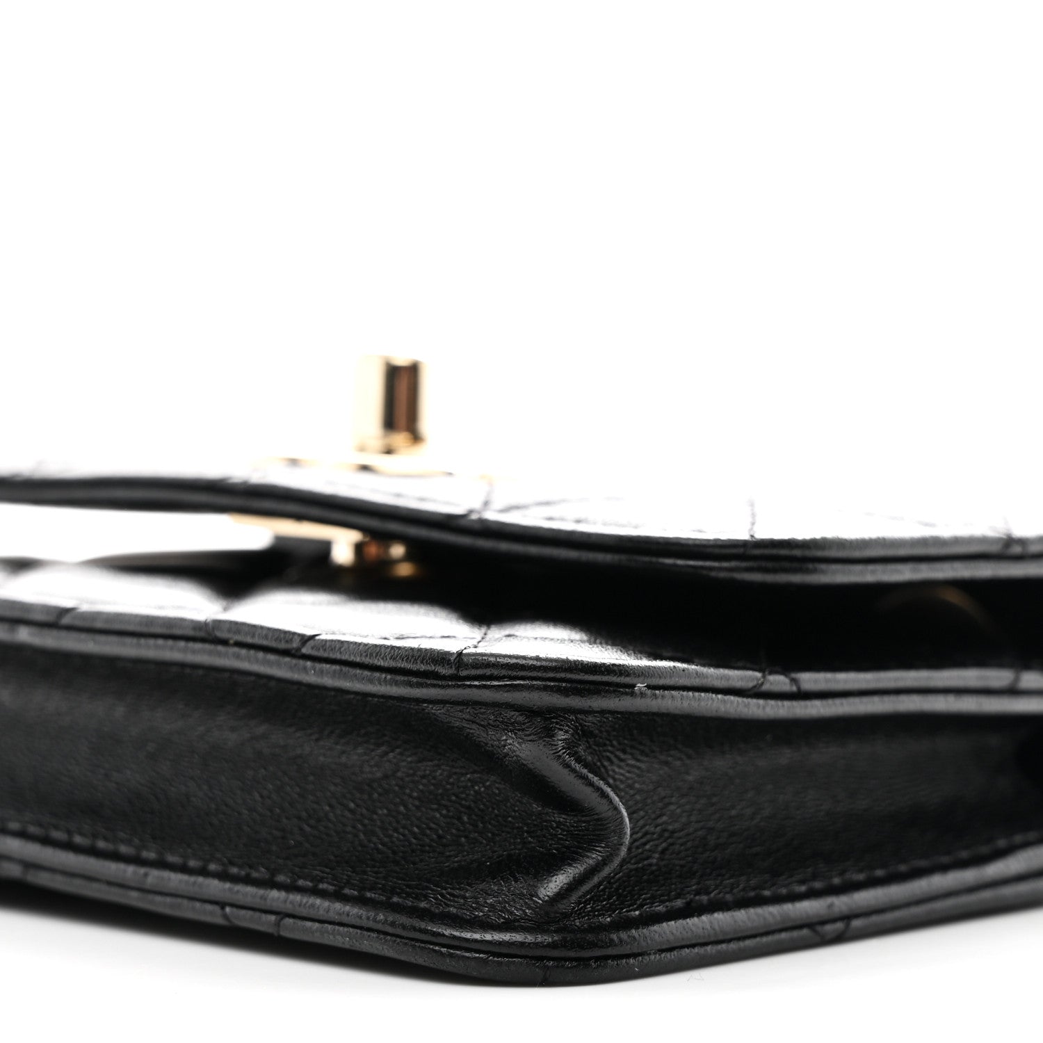 Lambskin Quilted Trendy CC Card Holder On Chain Black