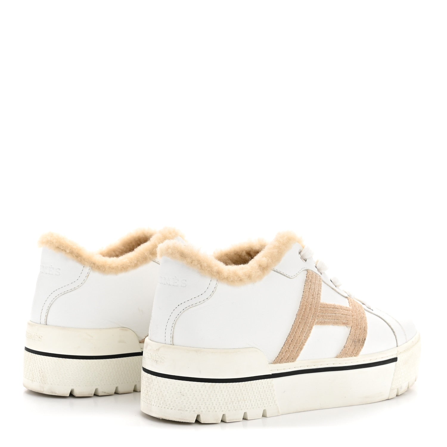 Calfskin Woolskin Dare Sneakers 36 White Ecru