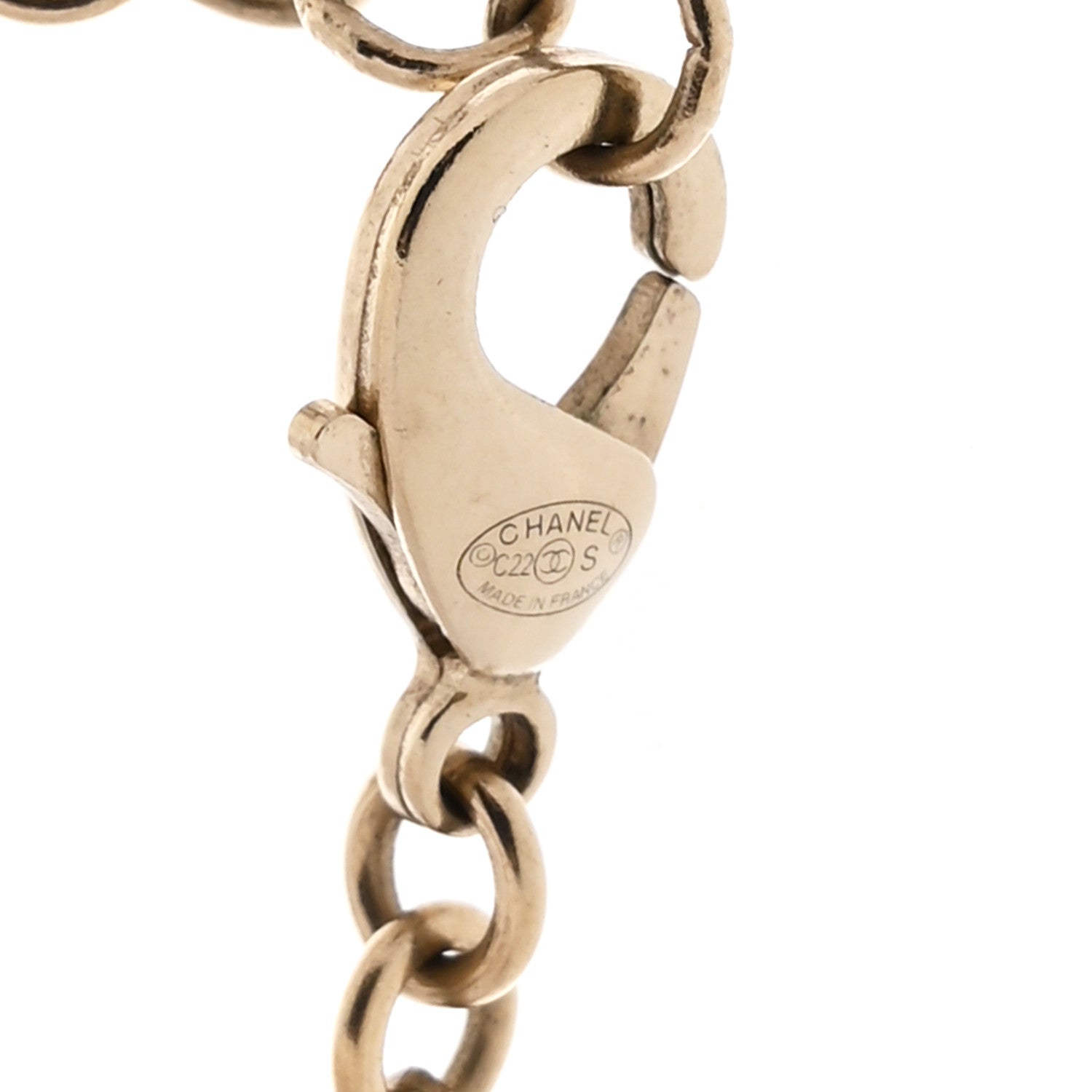 Metal Crystal Logo Necklace Gold