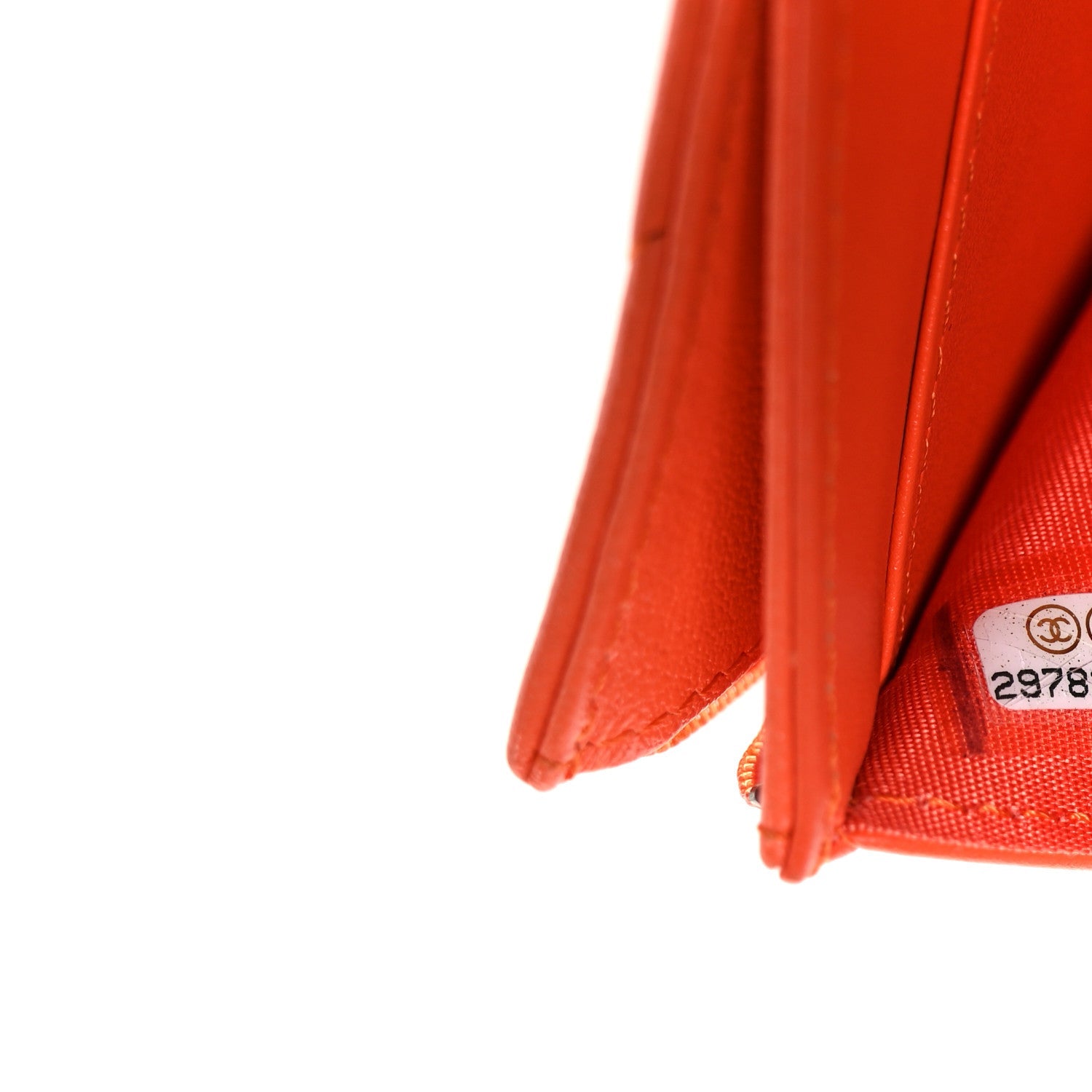 Goatskin Quilted Chanel 19 Small Flap Wallet Orange