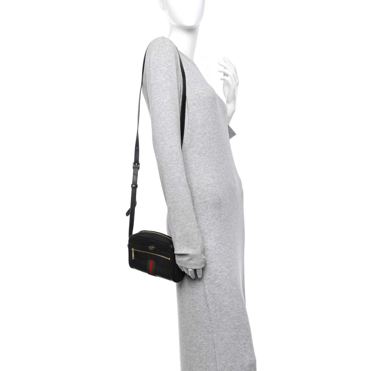 Calfskin Web Mini Ophidia Shoulder Bag Black