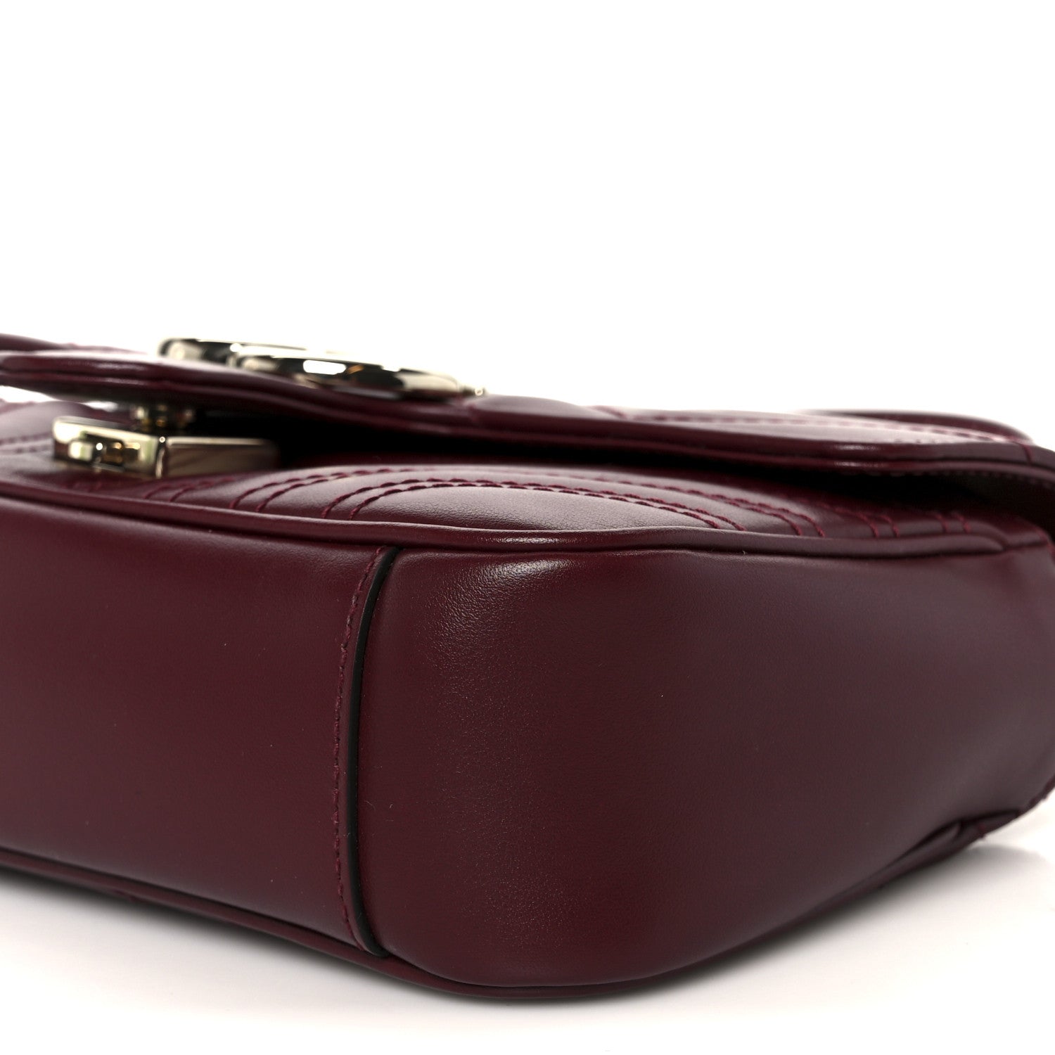 Lambskin Matelasse Small GG Marmont Shoulder Bag Rosso Ancora