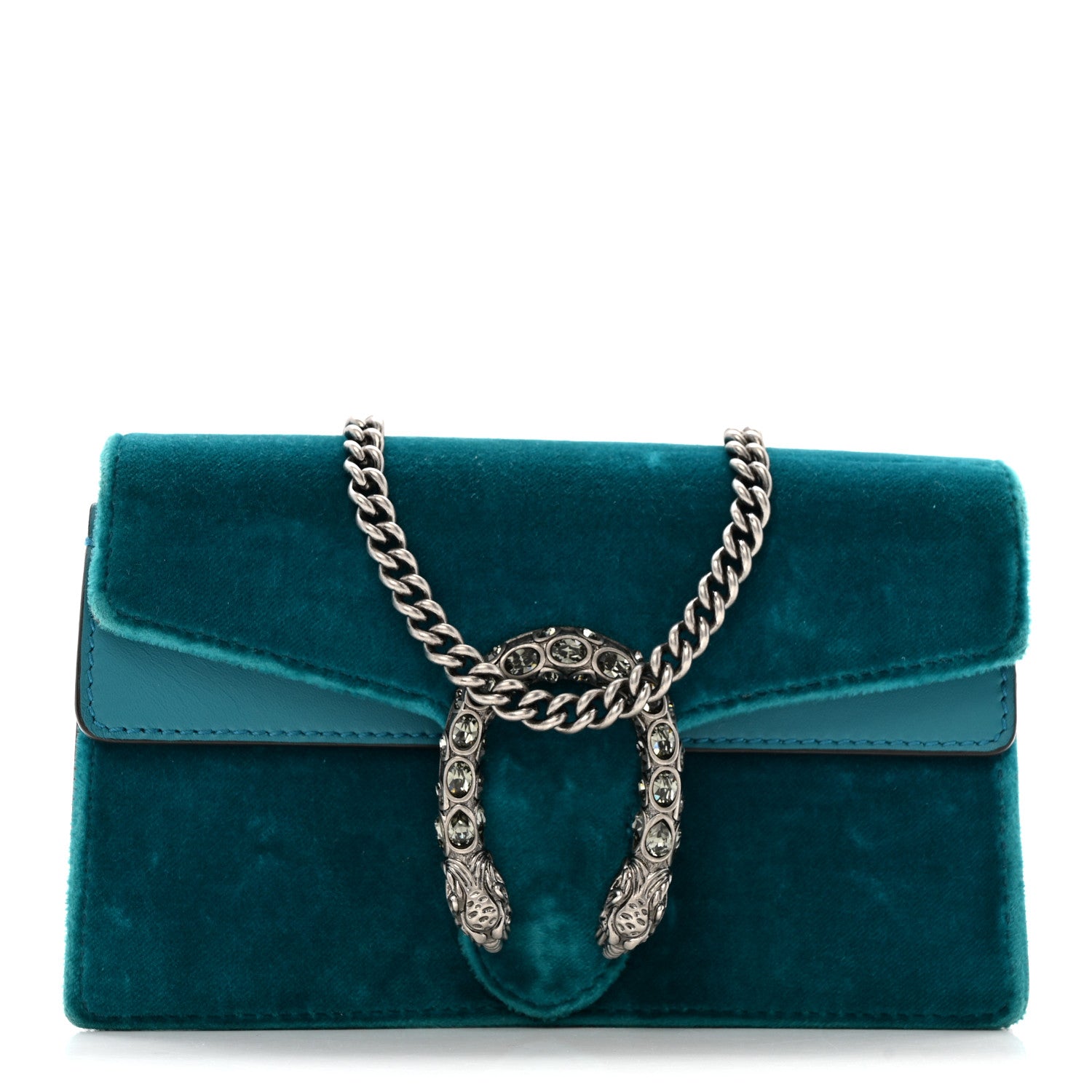 Velvet Super Mini Dionysus Shoulder Bag Pavone Cyan