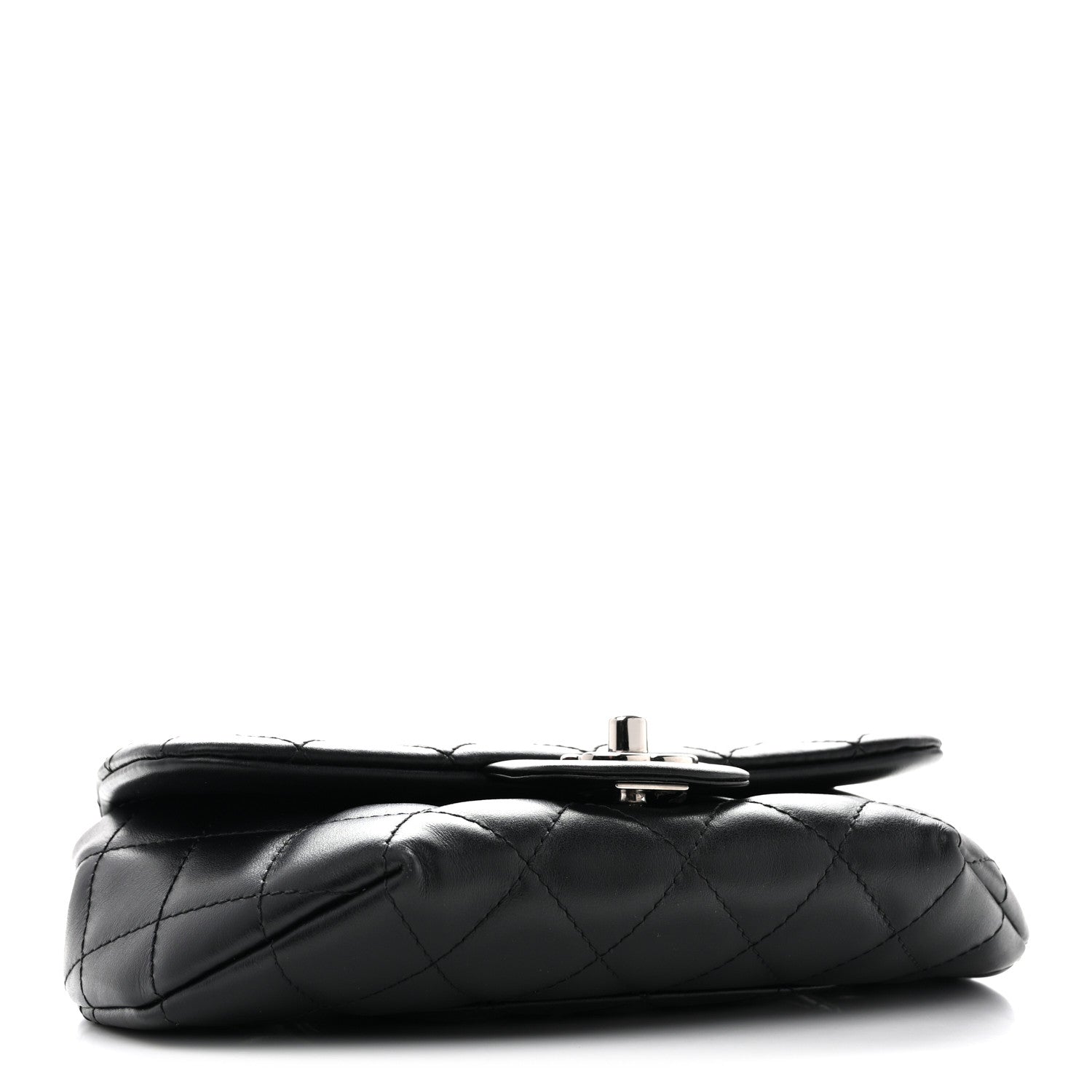 Calfskin Quilted CC Uniform Flap Belt Bag Black