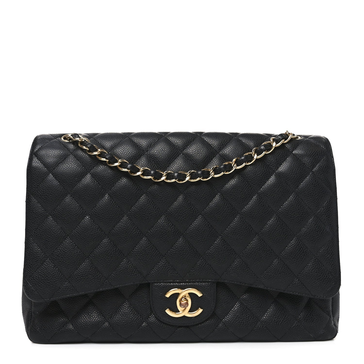 Caviar Quilted Maxi Double Flap Black