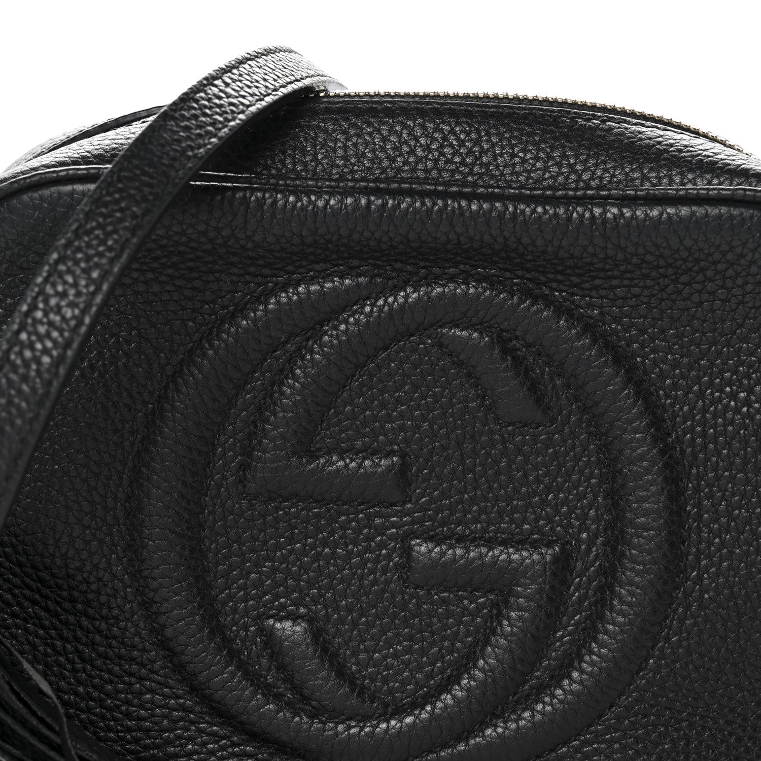 Pebbled Calfskin Small Soho Disco Bag Black