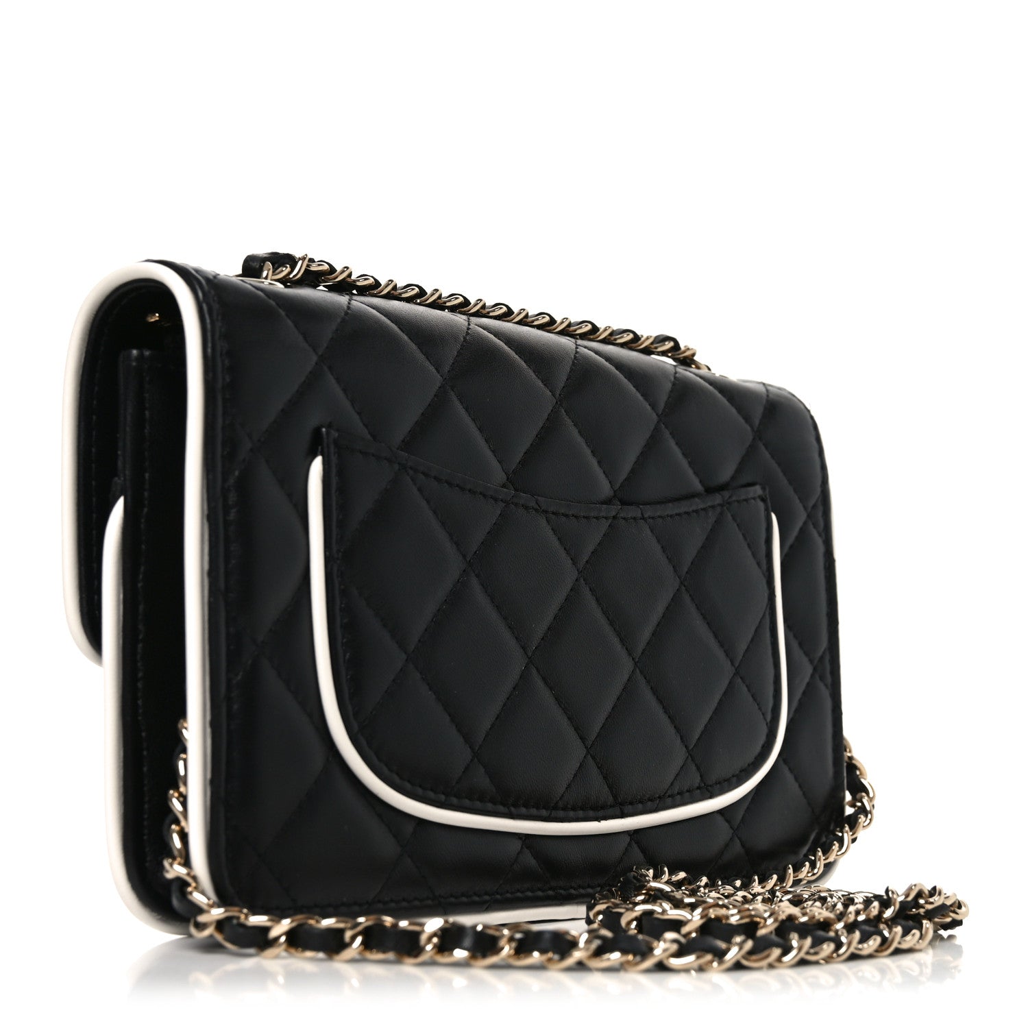 Lambskin Quilted Resin CC Mini Flap Bag Black White