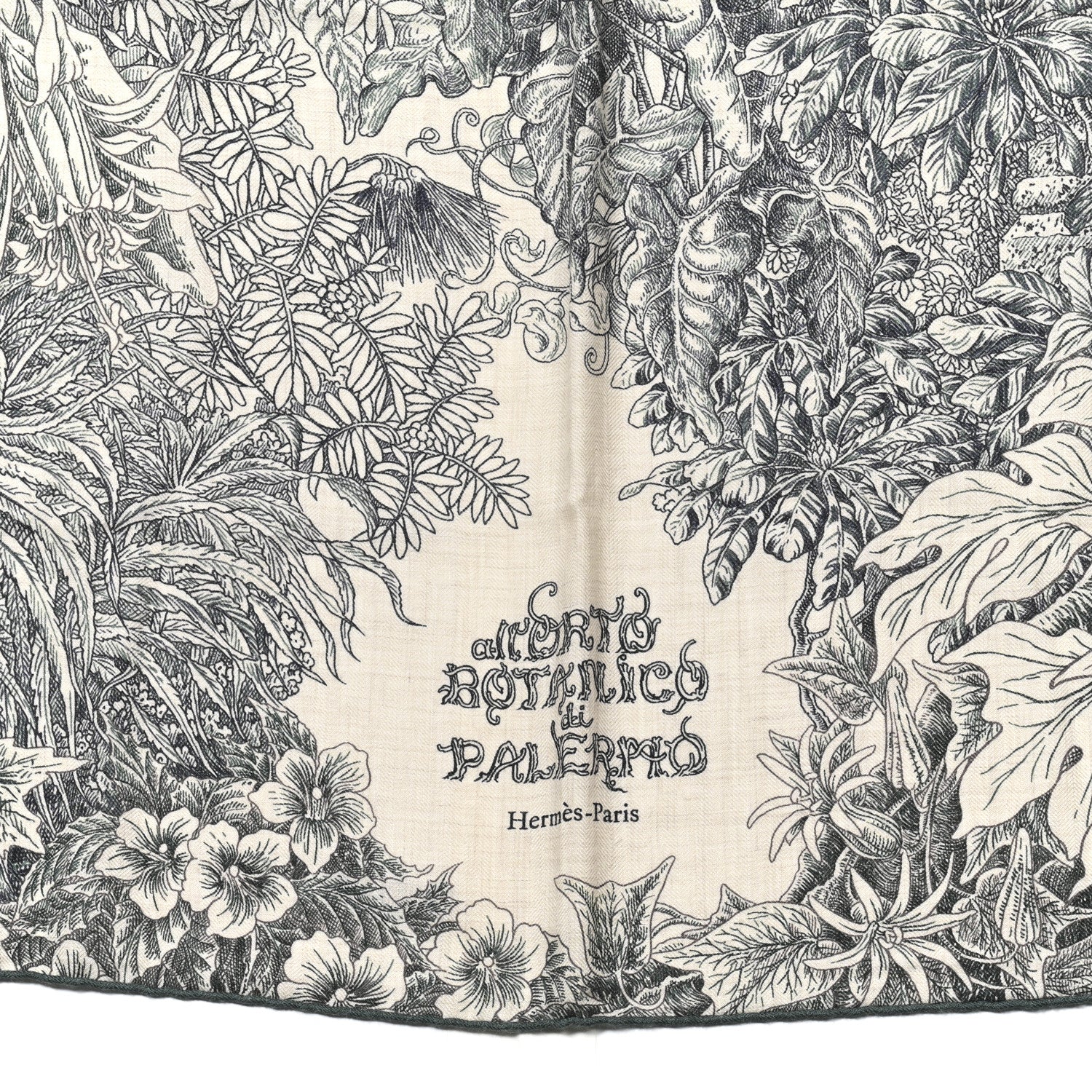 Cashmere Silk All 'Orto Botanico Di Palermo Shawl 140 Vert Loden Naturel Encre