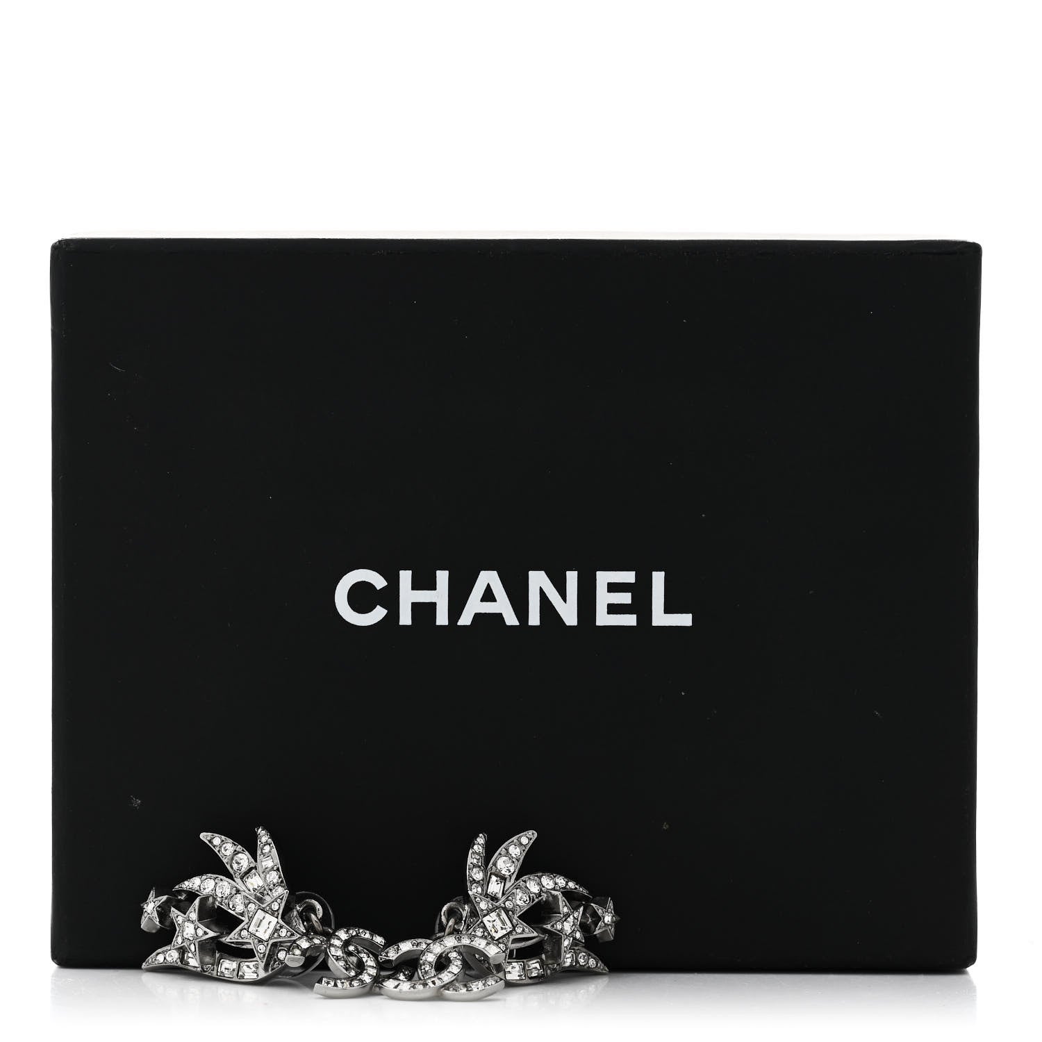 Crystal Baguette CC Wing Star Earrings Silver
