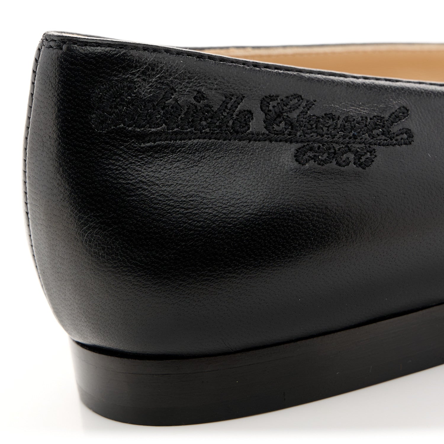 Lambskin Pointed Toe CC Gabrielle Ballerina Flats 37.5 Black