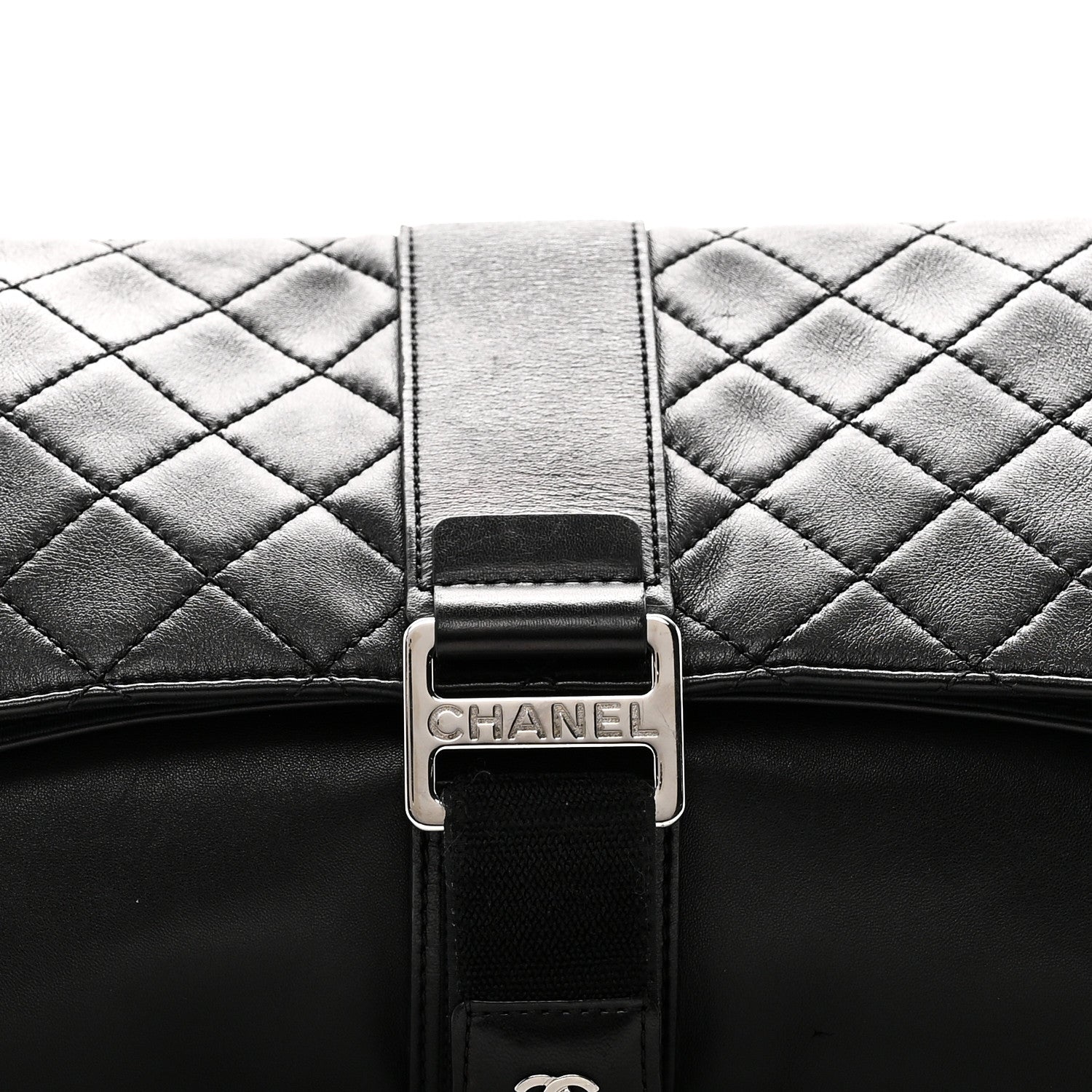 Lambskin Quilted Grip Clutch Black