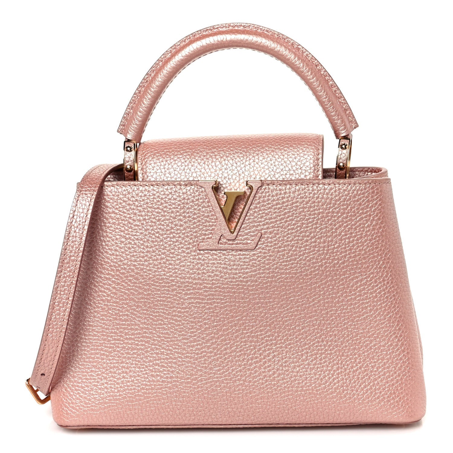 Metallic Taurillon Capucines BB Pearly Pink