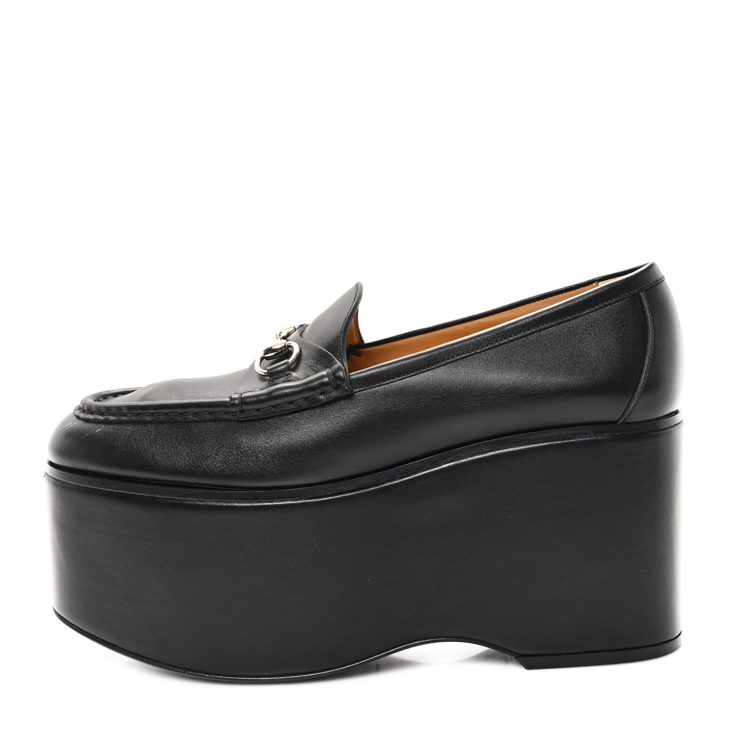 Ancora Calfskin Womens Horsebit Platform Loafers 39 Black