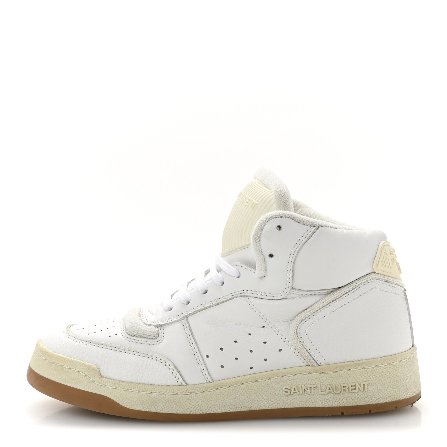 Calfskin Womens SL/80 Mid Top Sneakers 37.5 Optic White