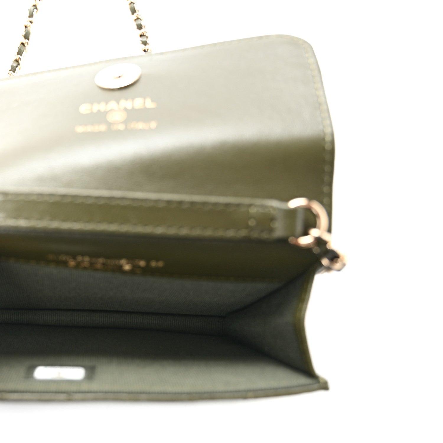 Lambskin Quilted Clutch With Chain Green