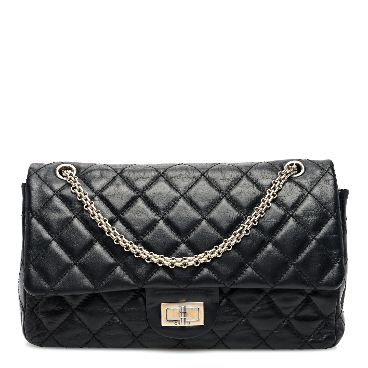 Aged Calfskin Quilted 2.55 Reissue 227 Flap Black
