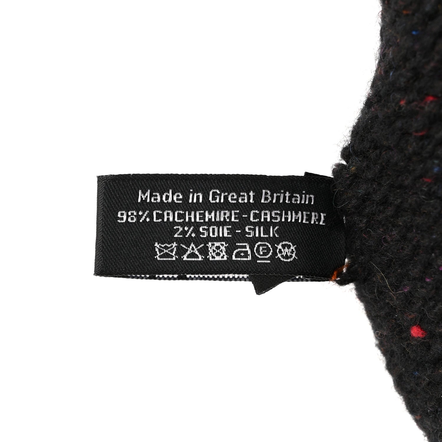 Cashmere Silk CC Beanie Hat Black Ecru