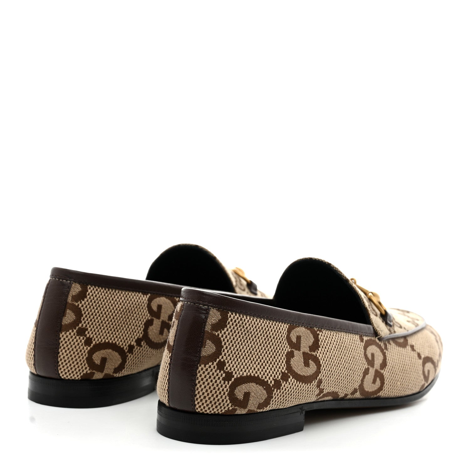 Monogram Jumbo GG Malaga Kid Horsebit Womens Jordaan Loafers 40 Camel Ebony New Acero Beige