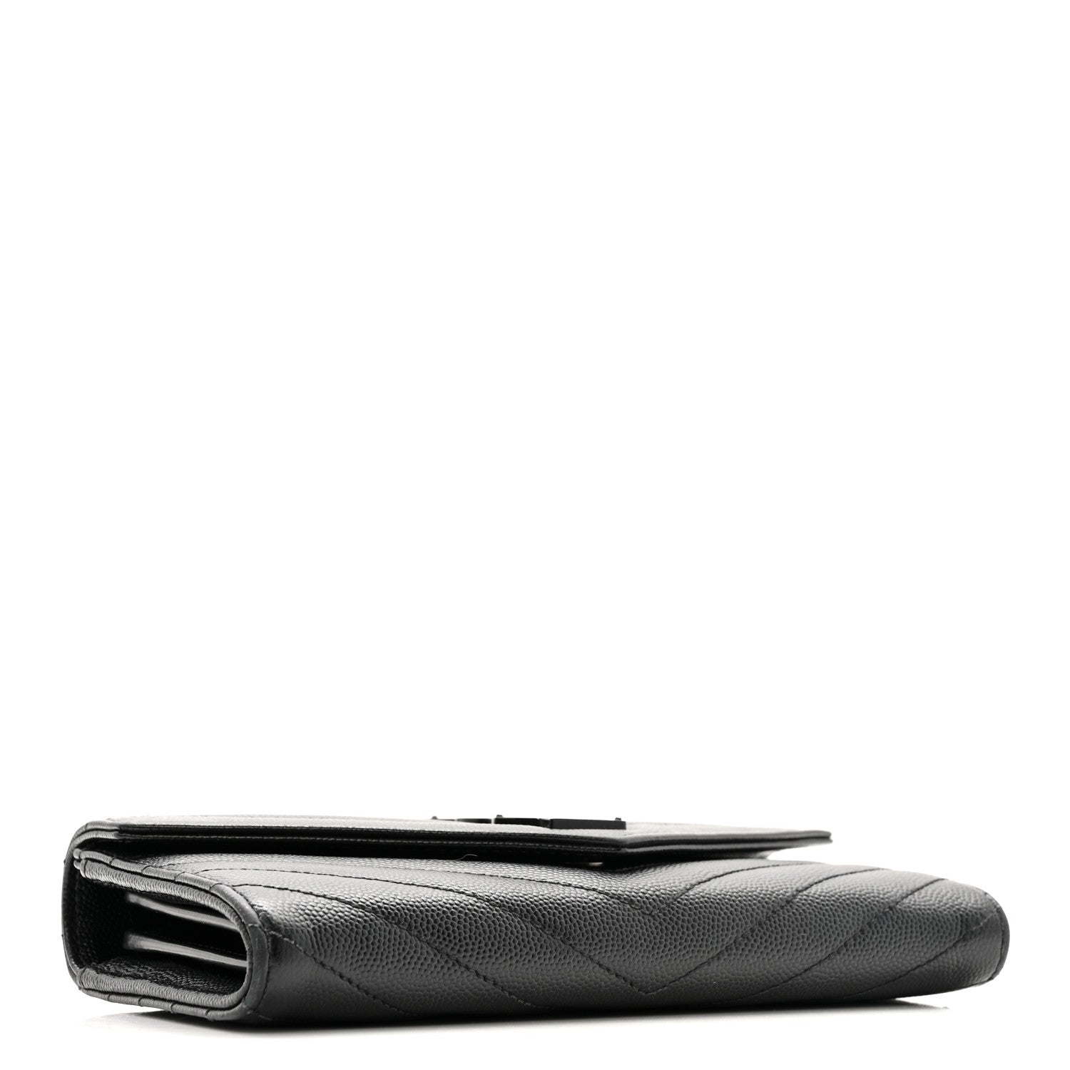 Grain De Poudre Matelasse Chevron Monogram Flap Wallet Black
