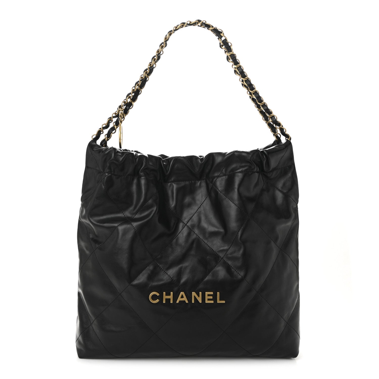 Shiny Calfskin Quilted Chanel 22 Black