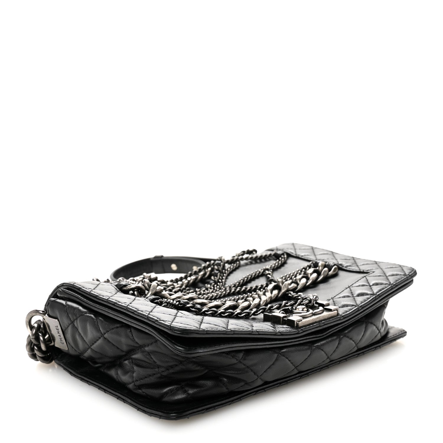 Calfskin Enchained Medium Boy Flap Black
