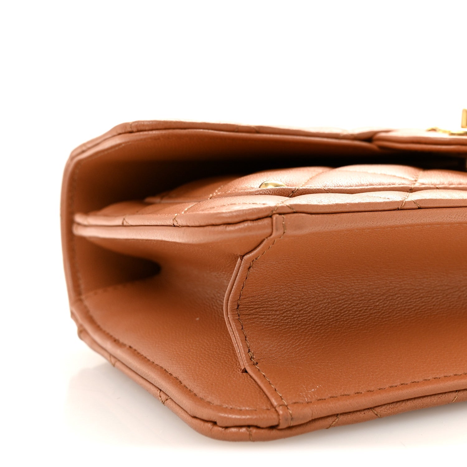 Lambskin Quilted Preppy Satchel Wallet On Chain WOC Brown