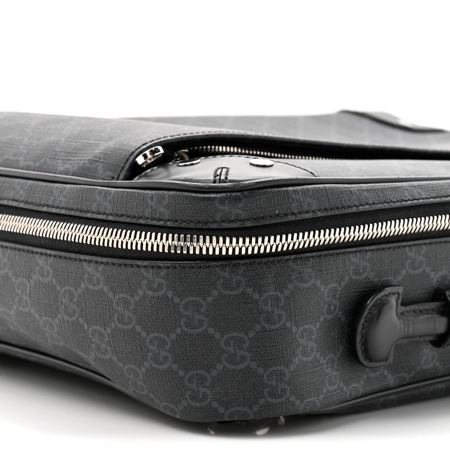 GG Supreme Monogram Briefcase Backpack Black Grey