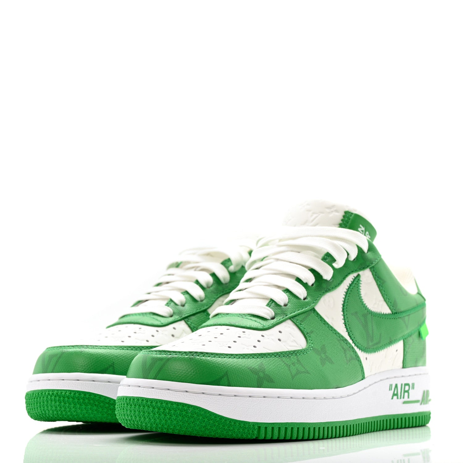 X NIKE AIR FORCE 1 Calfskin Monogram Mens Low Top Sneakers 8 Green