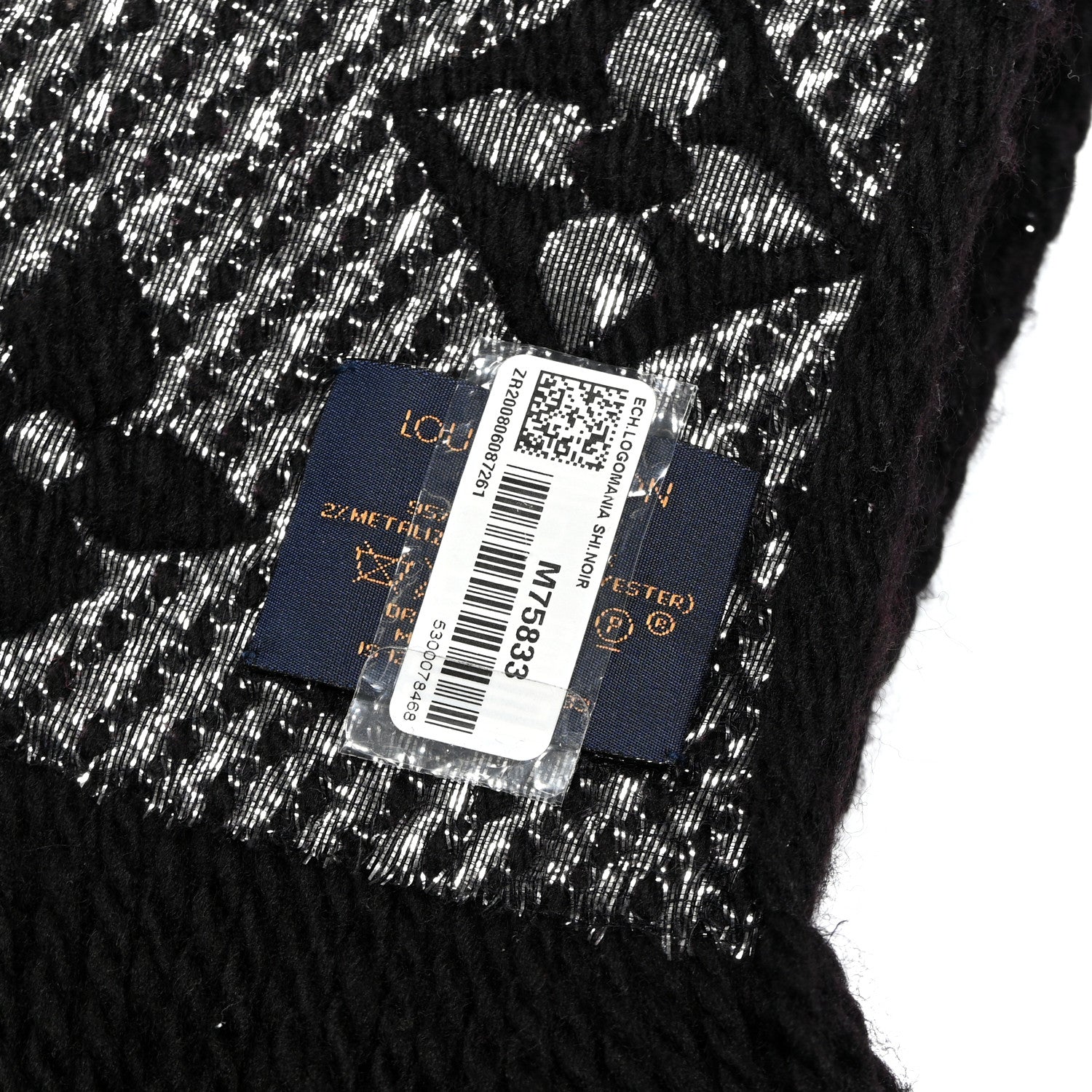 Wool Silk Logomania Shine Scarf Black