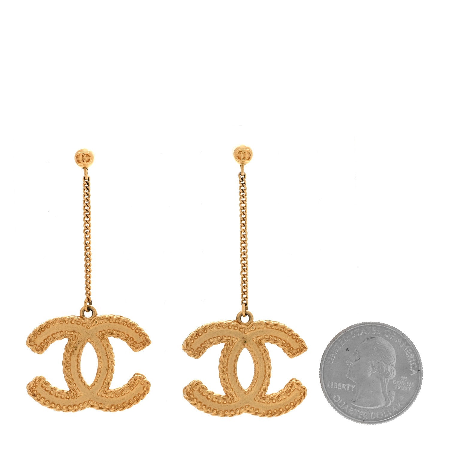 CC Drop Earrings Matte Gold