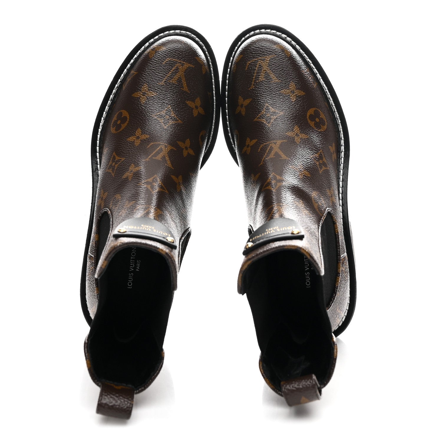 Patent Monogram LV Beaubourg Ankle Boots 37 Black
